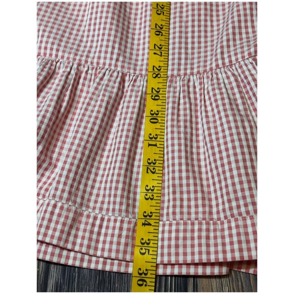 Tyler Boe Dress Womens M Red White Gingham Tiered Ruffle Tie Neck - Picture 4 of 13